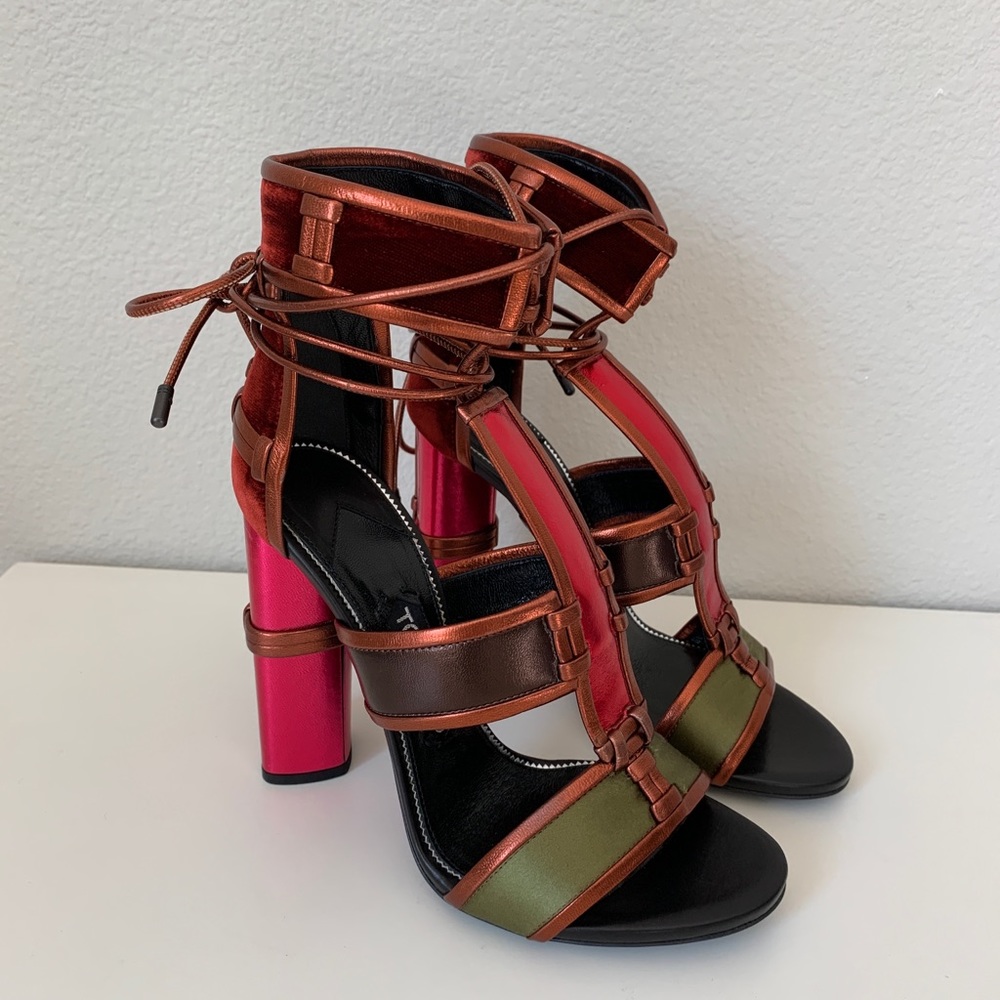 Tom Ford Patchwork Cage Sandals Runway Heels 37